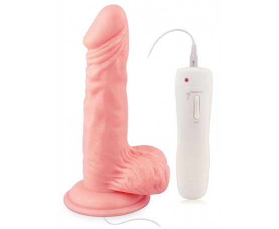 Телесный вибратор 7  Vibrating Dong with Vibrating Balls - 16 см.