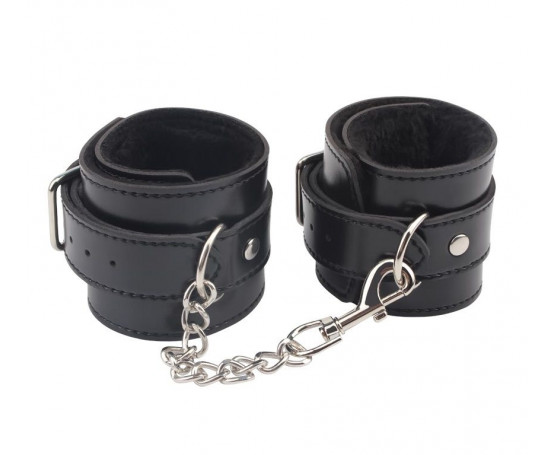 Черные оковы на ноги Obey Me Leather Ankle Cuffs