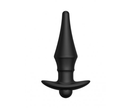 Черная перезаряжаемая анальная пробка №08 Cone-shaped butt plug - 13,5 см.