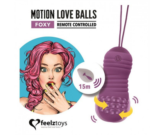 Фиолетовые вагинальные шарики с вращением бусин Remote Controlled Motion Love Balls Foxy