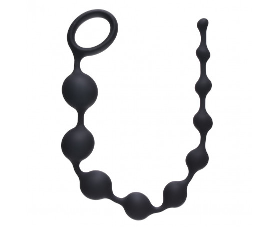 Чёрная анальная цепочка Long Pleasure Chain - 35 см.