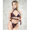 Бордовая плеть Maroon Leather Whip с гладкой ручкой - 45 см.