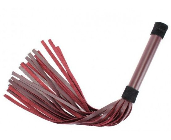 Бордовая плеть Maroon Leather Whip с гладкой ручкой - 45 см.