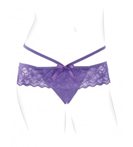 Фиолетовые трусики с вибропулей и пультом Crotchless Panty Thrill-Her