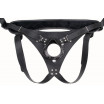 Телесный реалистичный фаллоимитатор на черных трусиках Real Big Strap-On - 34,5 см.