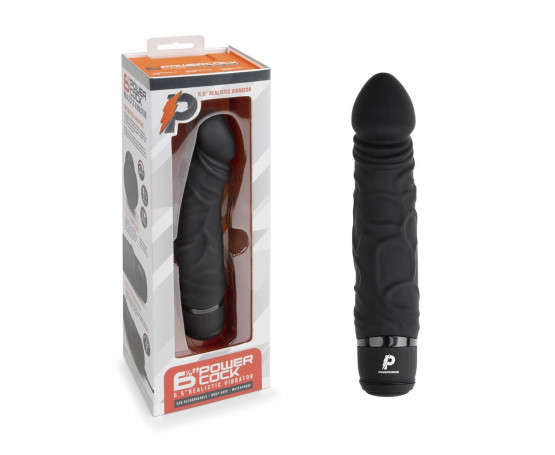 Черный вибратор-реалистик 6.5  Girthy Realistic Vibrator - 19 см.