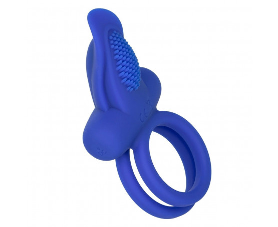 Синее перезаряжаемое эрекционное кольцо Silicone Rechargeable Dual Pleaser Enhancer