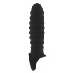 Чёрная ребристая насадка Stretchy Penis Extension No.32