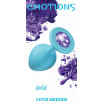 Средняя голубая анальная пробка Emotions Cutie Medium с фиолетовым кристаллом - 8,5 см.