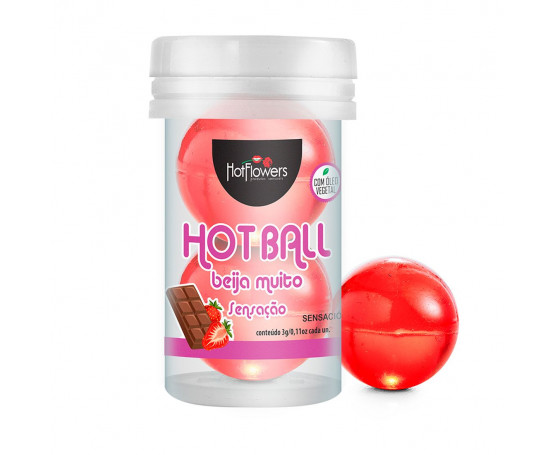 Лубрикант на масляной основе Hot Ball Beija Muito с ароматом шоколада и клубники (2 шарика по 3 гр.)