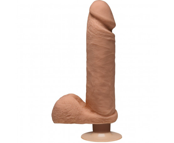 Телесный вибромассажер-реалистик на присоске Perfect D Vibrating 8  - 23 см.