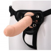 Черные трусики с телесной насадкой STRAP ON REAL DILDO - 21 см.