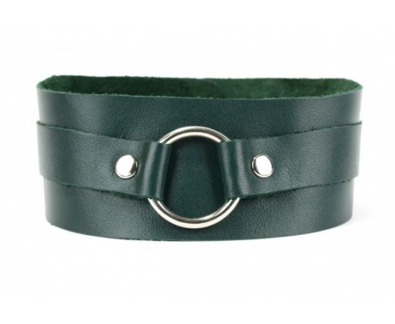 Изумрудный широкий ошейник с кольцом Collar Emerald