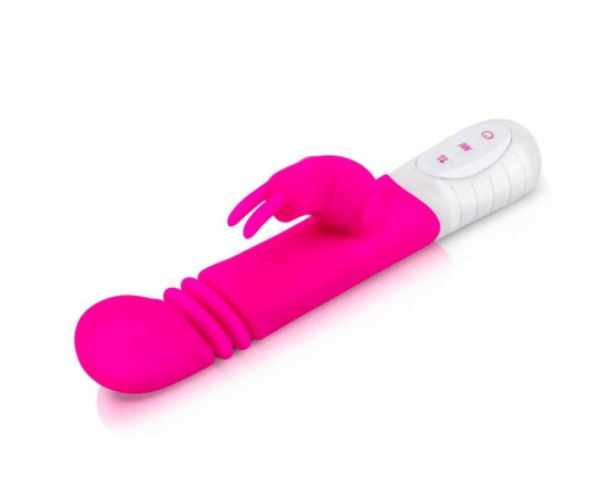 Розовый массажер для G-точки Slim Shaft thrusting G-spot Rabbit - 23 см.