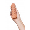 Телесная закрытая насадка с шариками Cock Sleeve 010 Size M - 15,6 см.