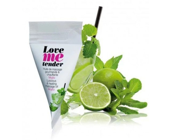Съедобное согревающее массажное масло Love Me Tender Mojito с ароматом мохито - 10 мл.