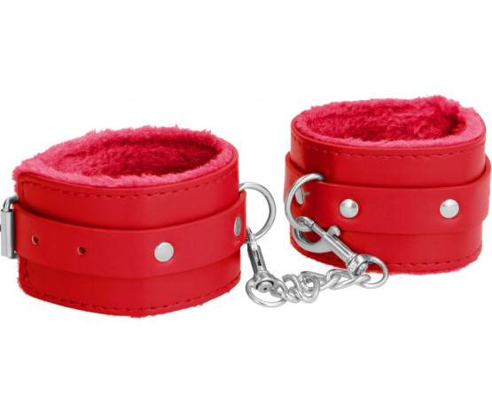 Красные наручники Plush Leather Hand Cuffs